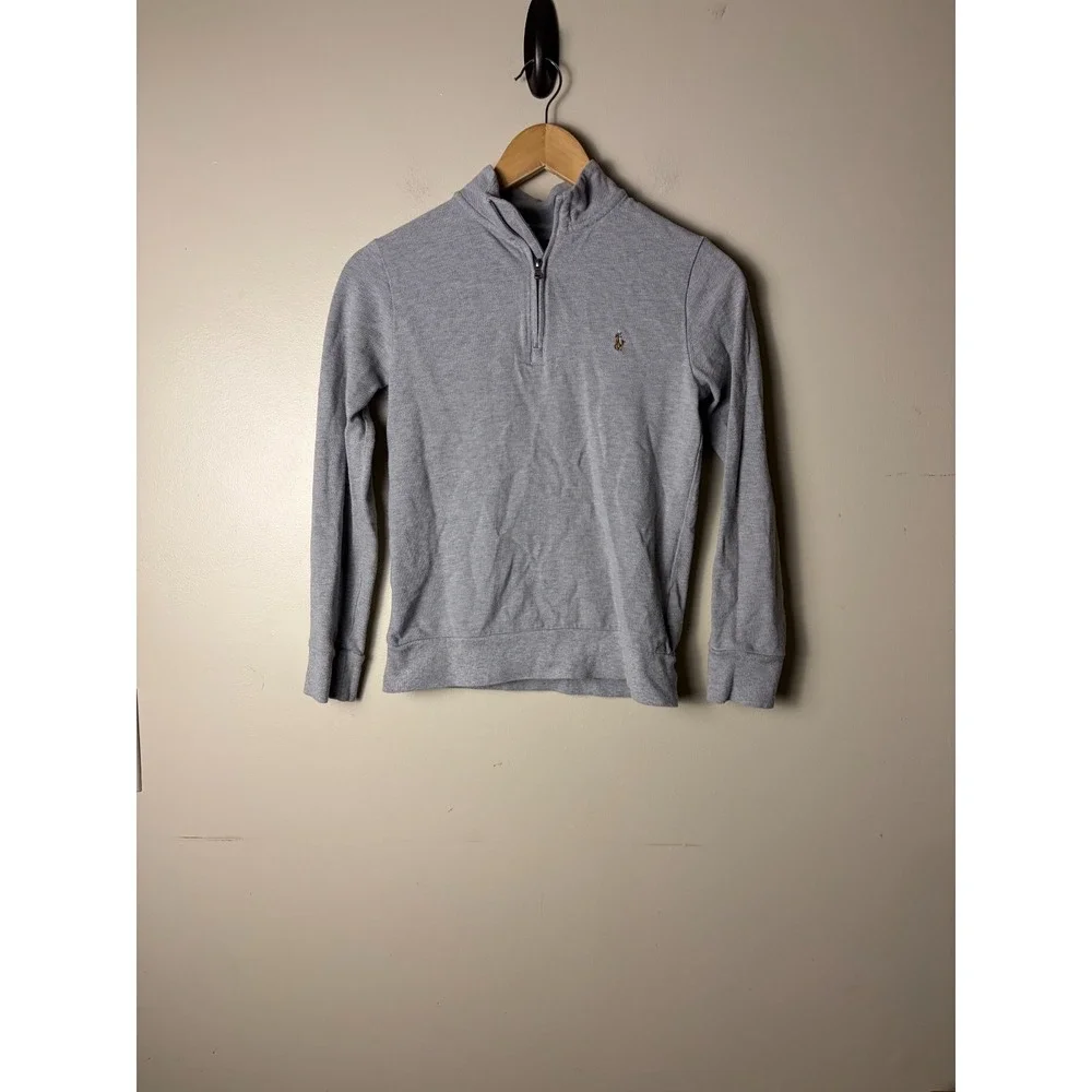 Polo Ralph Lauren Grey 1/4 Zip Sweater Pullover Youth Boys M 10-12 Casual